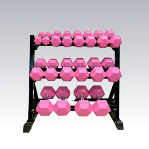 mancuernas hexagonales rosas con rack falcon fitness cdmx ultra fitness maquinas de gimnasio